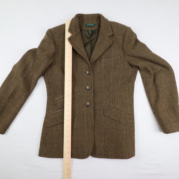 RALPH LAUREN BROWN PURPLE MULTI HOUNDS-TOOTH BLAZER JACKET SIZE 12 - Picture 13 of 15